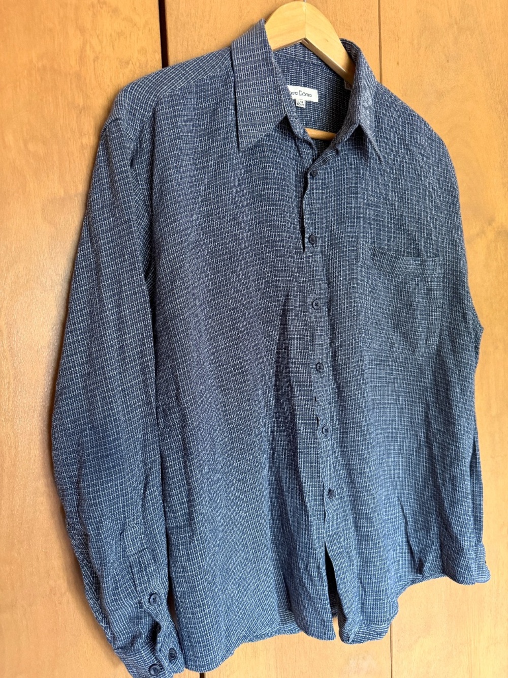 Men's Linea Dome Shirt, Size 16.5-17, woven texture, dark blue